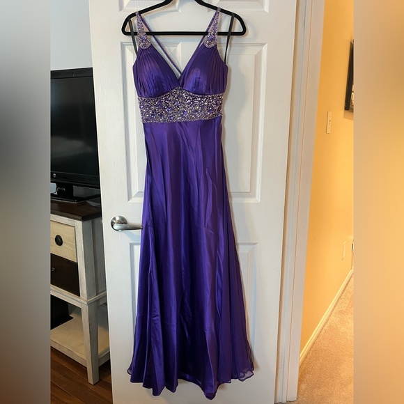 Purple Beaded Prom Dress - Picture 2 of 3